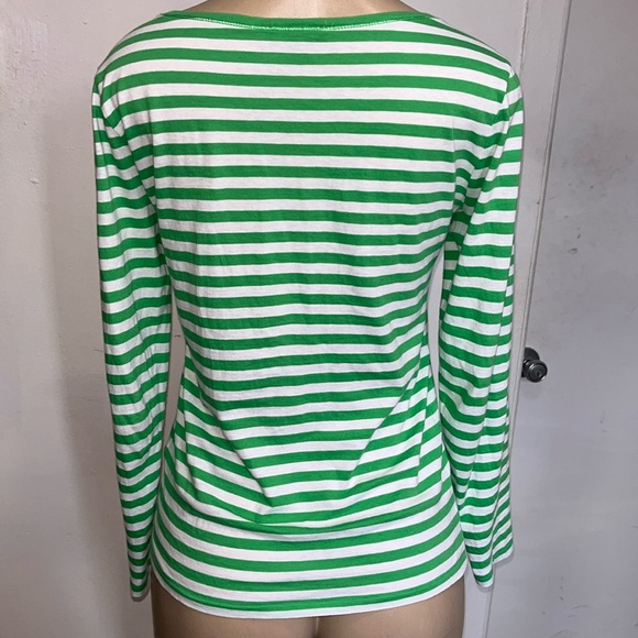 SOLD Ralph Lauren Preppy Striped V Neck Long Sleeve TShirt Sz M - Picture 4 of 5
